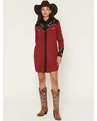 Panhandle Slim Women's Boot Barn Exclusive Long Sleeve Retro Embroidered Challis Mini Dress