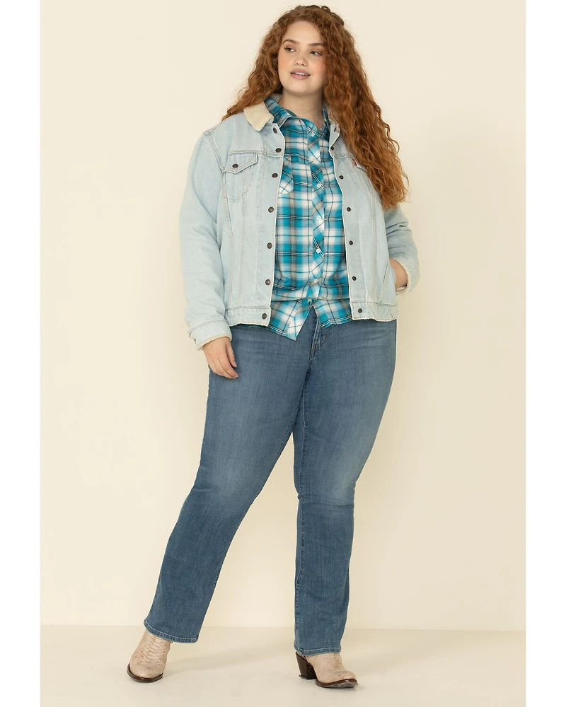 Levi's Women's Light Wash Sherpa Lined Collar Jacket