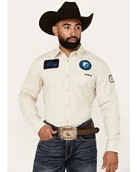 RANK 45® Men's Patched Racer Logo Long Sleeve Snap Stretch Performance Western Shirt
