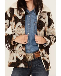 Powder River Outfitters Women's Southwestern Jacquard Fringe Coat