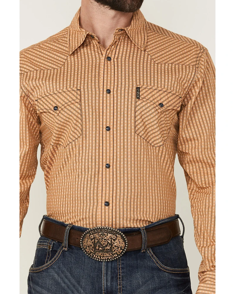 Cinch Men's Geo Striped Print Long Sleeve Snap Western Shirt