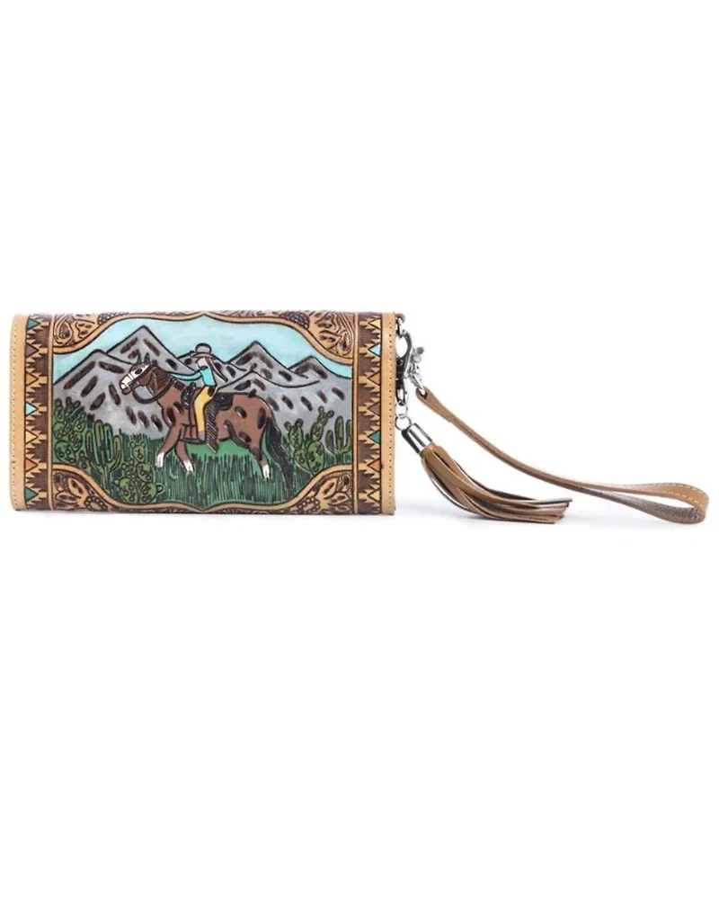 Myra Bag Women's Prairie Pony Mountain Hand Tooled Wallet