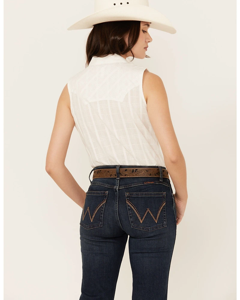 Shyanne Women's Shadow Striped Sleeveless Button-Down Western Shirt