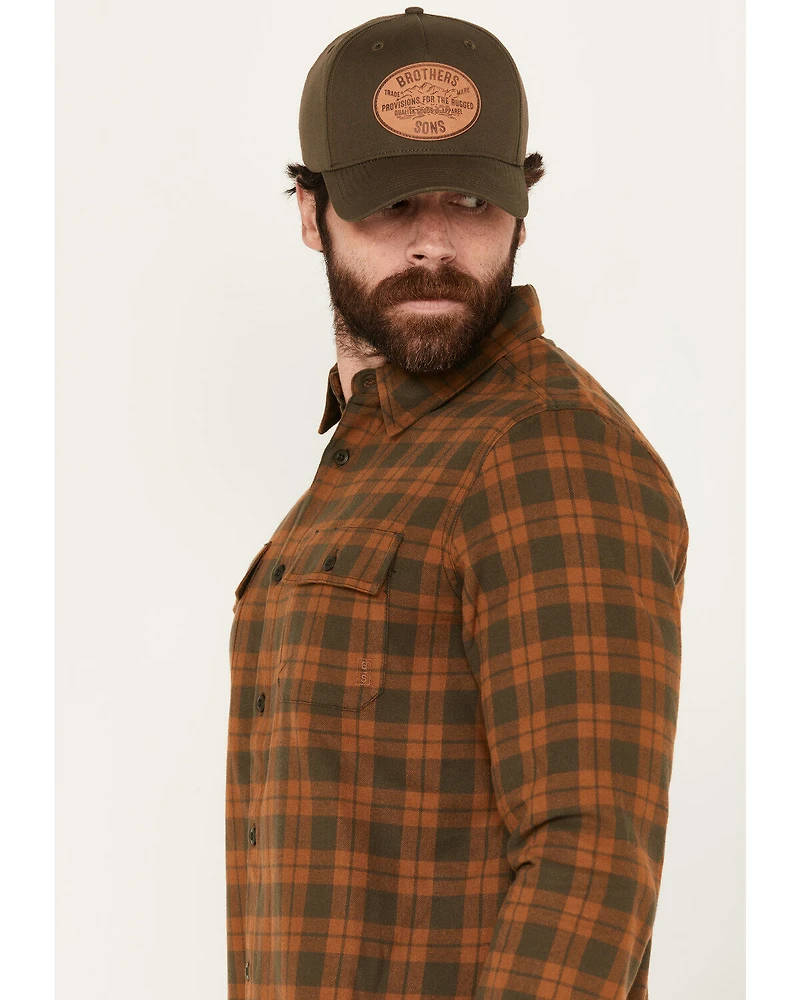 Brothers and Sons Men's Bell Everyday Plaid Print Long Sleeve Button Down Flannel Shirt