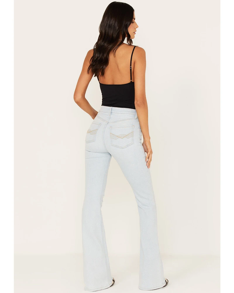 Idyllwind Women's Light Wash West Avenue High Risin Distressed Flare Jeans