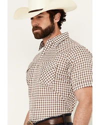 Ely Walker Men's Checkered Print Short Sleeve Snap Western Shirt