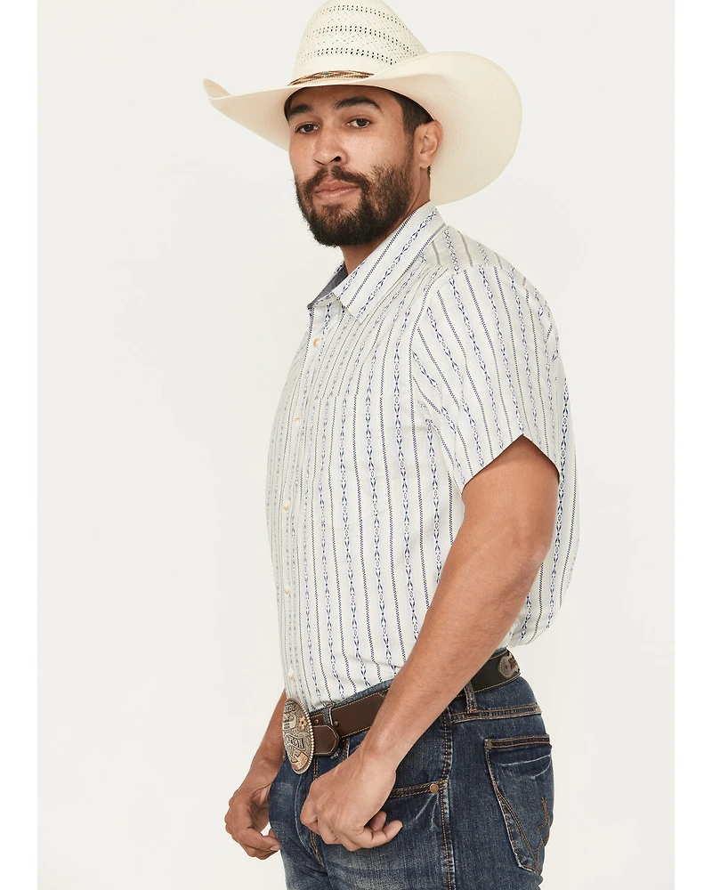 Cody James Men's Wild West Rhythms Southwestern Striped Print Short Sleeve Button-Down Stretch Western Shirt - Big