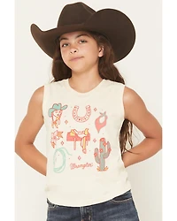 Wrangler Girls' Western Conversation Print Sleeveless Graphic Tee
