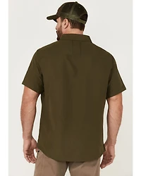 Brothers and Sons Men's Solid Dobby Performance Short Sleeve Button-Down Western Shirt