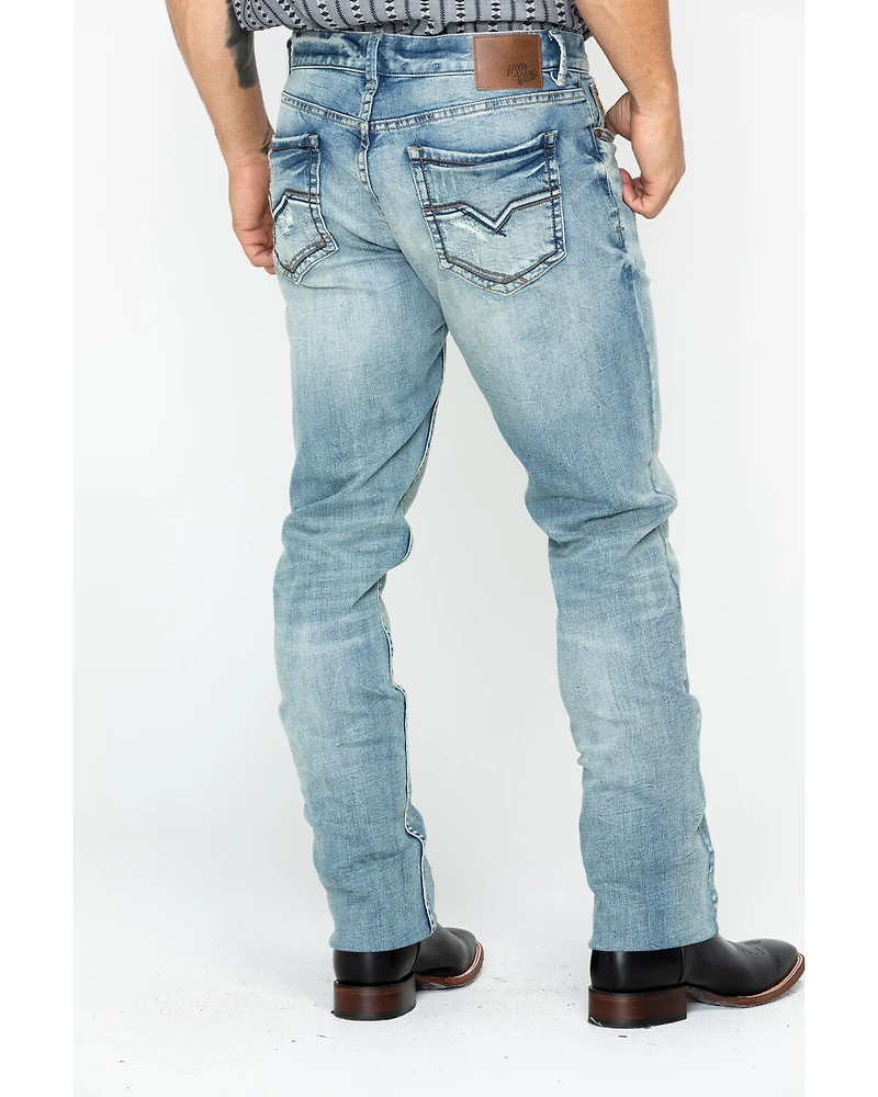 Moonshine Spirit Men's Sutton Wash Decker Slim Straight Stretch Denim Jeans