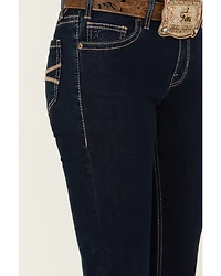 Hooey by Rock & Roll Denim Women's Dark Wash Mid Rise Petal Stitch Bootcut Jeans