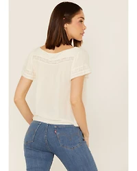 Jolt Women's Lace Trim Button-Down Shirt