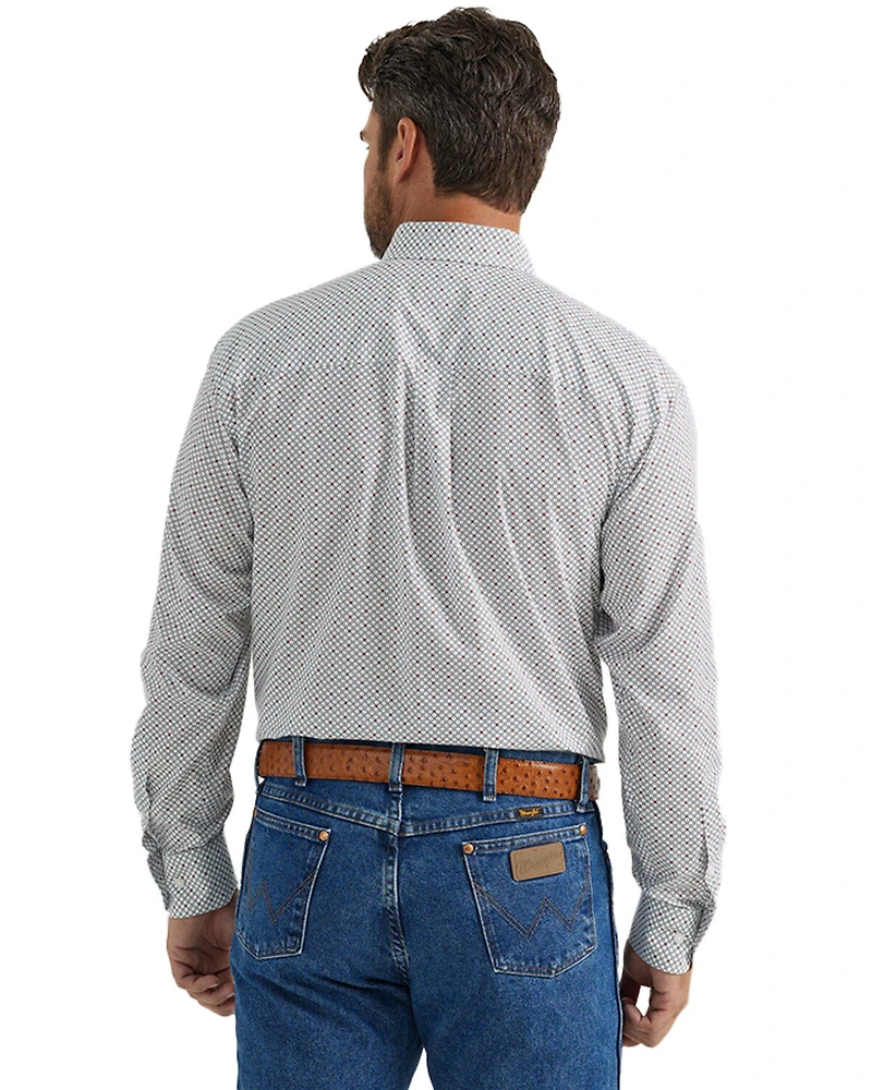 Wrangler Men's Geo Print Long Sleeve Button-Down Western Shirt - Tall