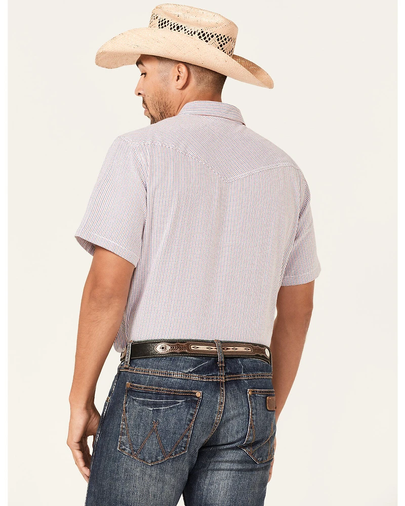 Cody James Men's Redfield Dobby Stripe Print Short Sleeve Snap Western Shirt