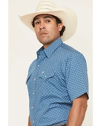 Ely Walker Men's Bandana Print Short Sleeve Pearl Snap Western Shirt