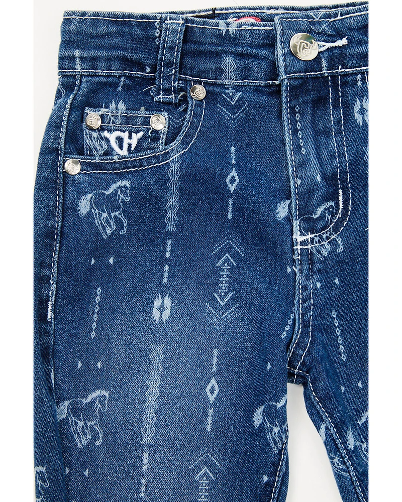Cowgirl Hardware Toddler Girls' Southwestern Striped Stretch Bell Bottom Jeans