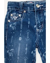 Cowgirl Hardware Toddler Girls' Southwestern Striped Stretch Bell Bottom Jeans