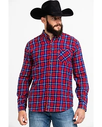 Levi's Men's Red Mondy Plaid Long Sleeve Western Flannel Shirt