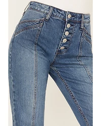 Cleo + Wolf Women's High Rise Straight Dark Wash Denim Jeans