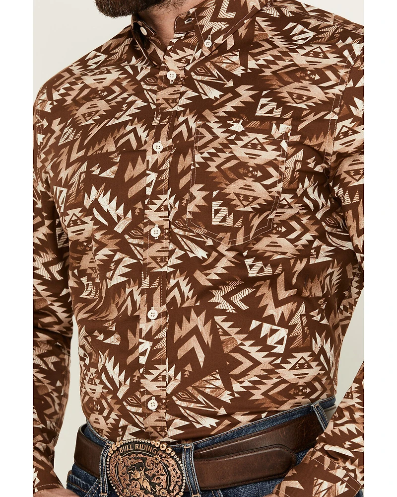RANK 45® Men's Hopewood Abstract Southwestern Print Long Sleeve Button-Down Stretch Western Shirt
