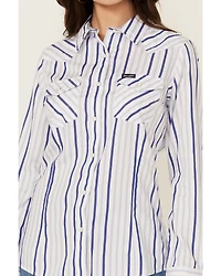 Wrangler Retro Women's Striped Print Long Sleeve Snap Western Shirt
