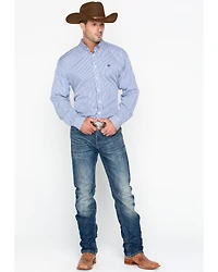 Cinch Men's Tencel Mini Stripe Long Sleeve Button-Down Western Shirt