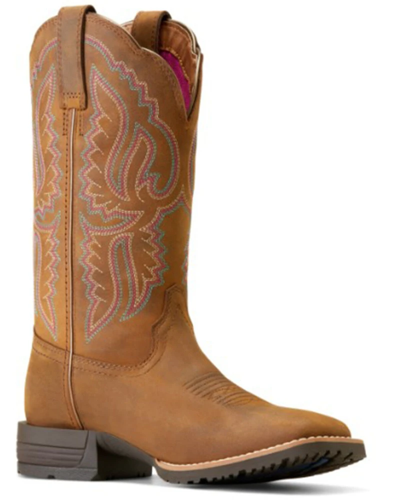 Ariat Women's Hybrid Ranchwork Distressed Western Boots - Broad Square Toe