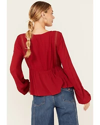 Wild Moss Women's Crochet Trim Top
