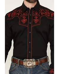Rodeo Clothing Men's Embroidered Long Sleeve Snap Western Shirt