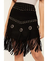 Scully Women's Fringe Concho Studded Suede Skirt