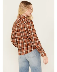 Shyanne Women's Plaid Print Long Sleeve Button-Down Flannel Shirt