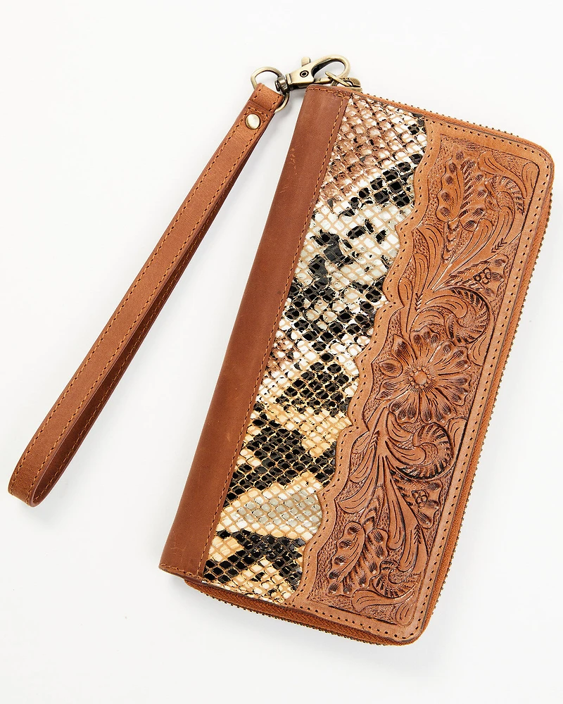 Shyanne Women's Snake Print Tooled Wallet