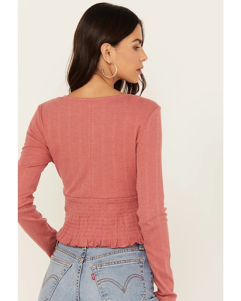 Bila Women's Pointelle Reed Long Sleeve Top
