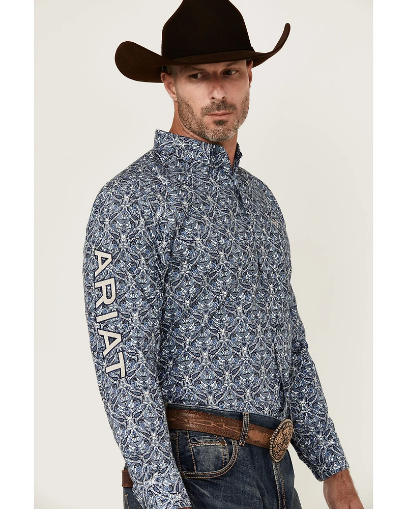Ariat Men's Team Orlando Medallion Print Logo Long Sleeve Button-Down Western Shirt