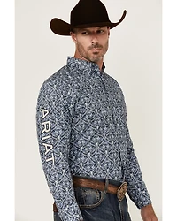 Ariat Men's Team Orlando Medallion Print Logo Long Sleeve Button-Down Western Shirt