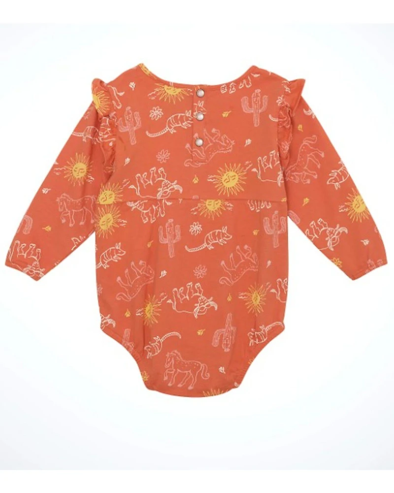 Wrangler Infant Girls' Cactus Print Long Sleeve Snap Onesie