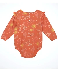 Wrangler Infant Girls' Cactus Print Long Sleeve Snap Onesie