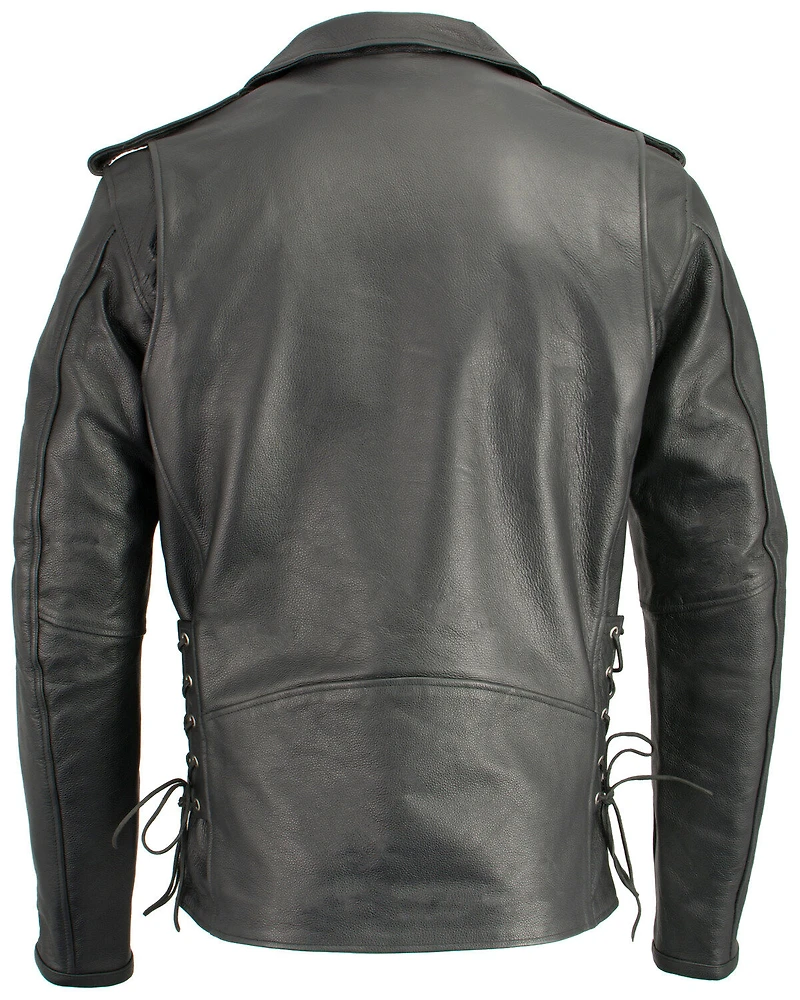 Milwaukee Leather Men's Classic Side Lace Concealed Carry Motorcycle Jacket - 3XTall