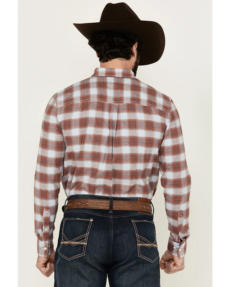 Cody James Men's Rush Plaid Print Long Sleeve Button-Down Stretch Western Shirt
