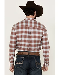 Cody James Men's Rush Plaid Print Long Sleeve Button-Down Stretch Western Shirt