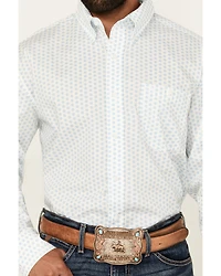 Wrangler Men's Classic Geo Print Long Sleeve Button-Down Stretch Western Shirt