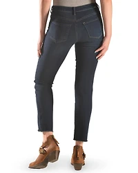 Tractr Women's Front Fray Panel Step Hem Jeans