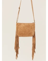 Shyanne Women's Light Brown Velvet Embroidered Crossbody Bag