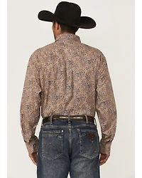 George Strait by Wrangler Men's Paisley Print Long Sleeve Button-Down Stretch Western Shirt