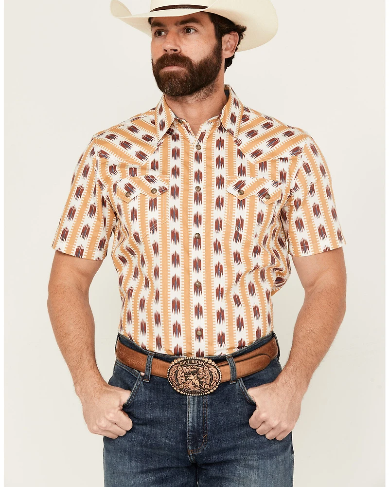 Cody James Men's Saint Abstract Striped Short Sleeve Snap Western Shirt