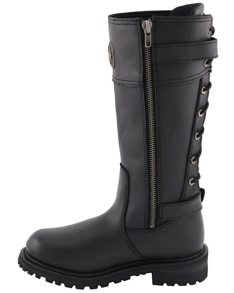 Milwaukee Leather Women's Calf Laced Riding Boots - Round Toe