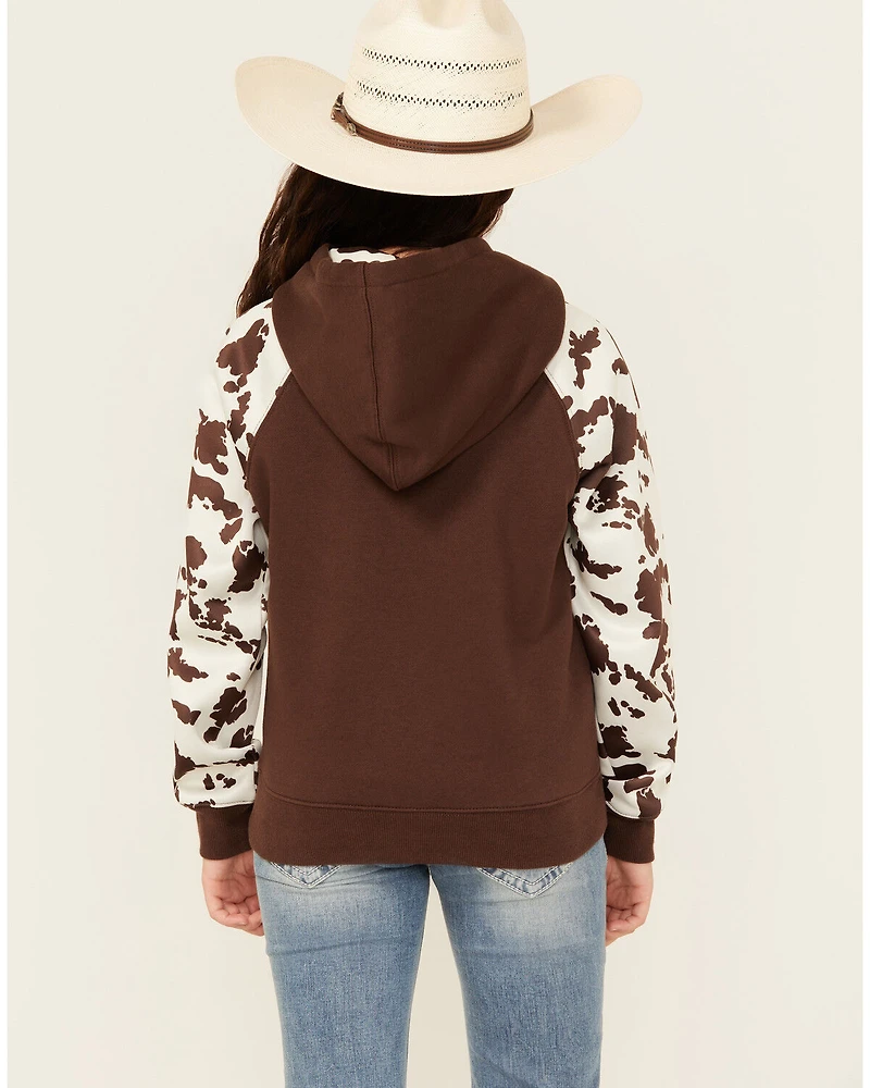 Cowgirl Hardware Girls' Horseshoe Raglan Fleece Hoodie