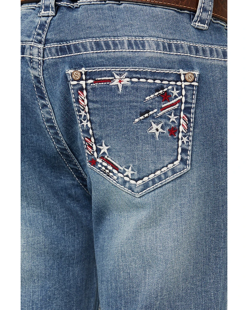 Shyanne Girls' Americana Stars Pocket Bootcut Jeans