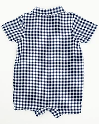 Angel Dear Infant Boys' Gingham Short Sleeve Snap Onesie