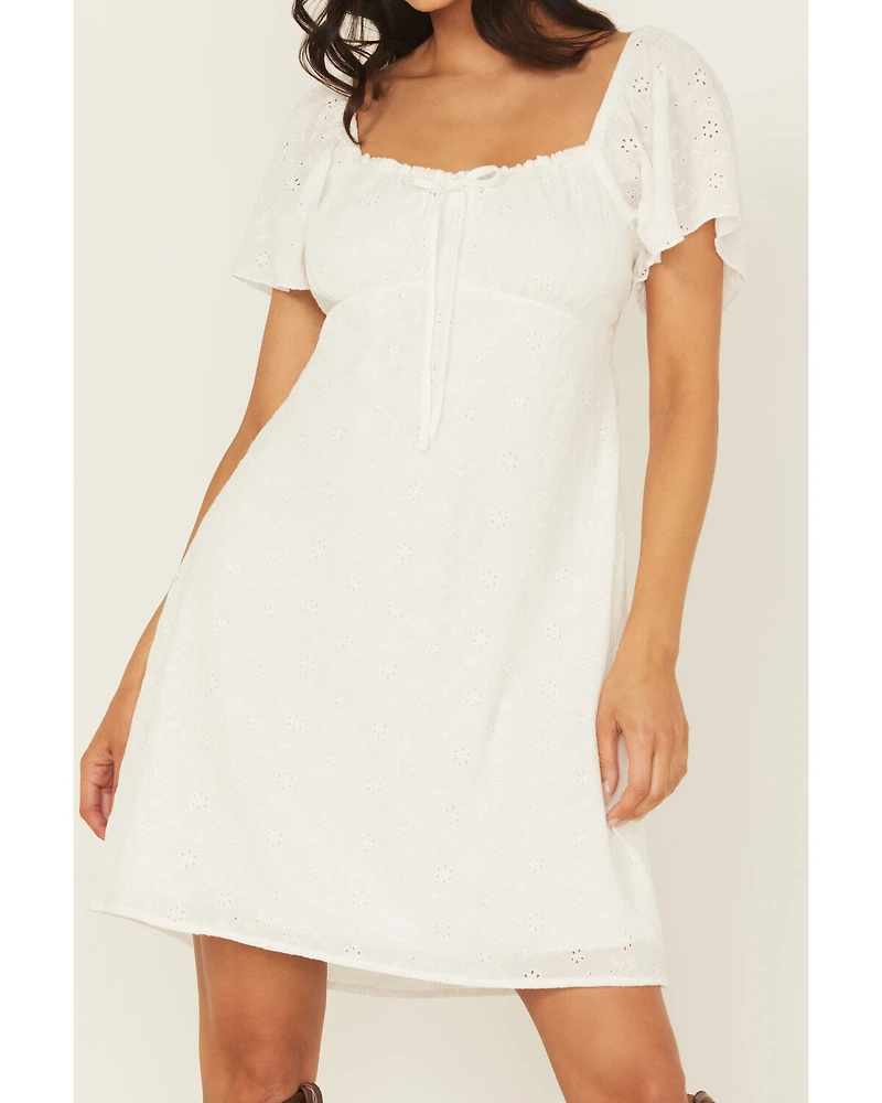 Shyanne Women's Eyelet Short Sleeve Mini Dress